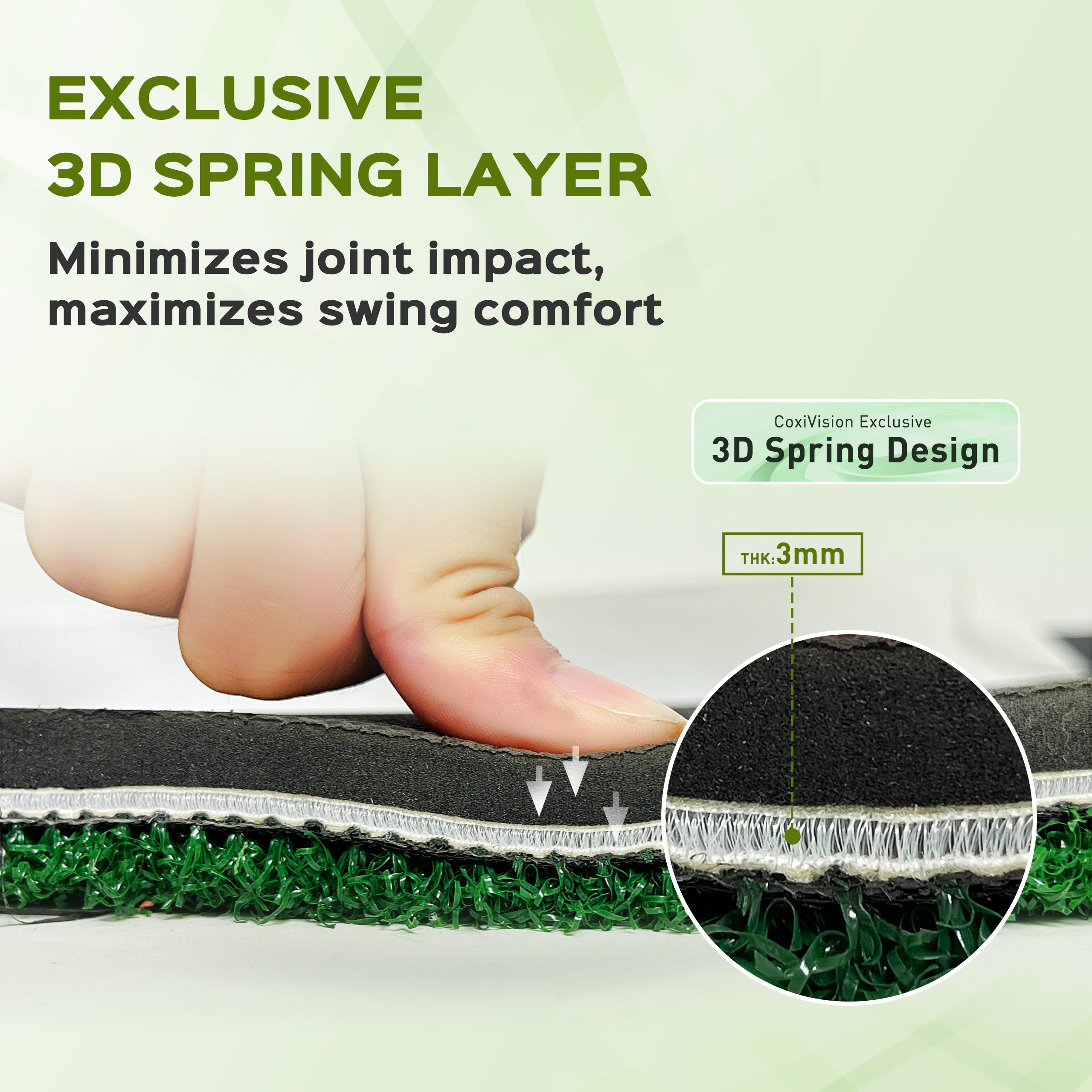 CoxiVision Golf Mat - 5x4ft Premium 3-in-1 Putting Mats Practice Outdoor/Indoor,Thicken Hitting Mat with 3MM Spring Layer,9 Balls,9 Tee in Backyard, Garage
