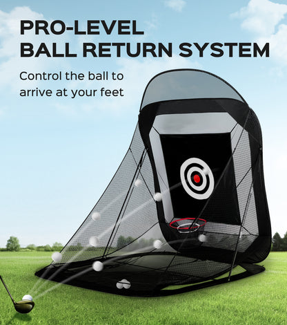 CoxiVision Easyset Golf Net – with Automatic Ball Return System, Collapsible Hitting Nets with Target Sheet for Backyard, Outdoor & Indoor Training