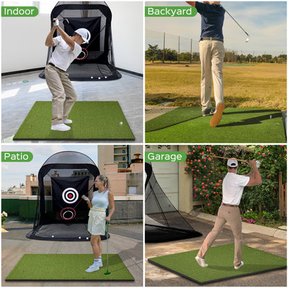 CoxiVision Golf Mat - 5x4ft Golf Hitting Mat for Outdoor & Indoor Training,31MM Thicken Golf Mats Practice Outdoor with 9 Golf Balls 9 Golf Tee for Swing Practice in Backyard, Garage