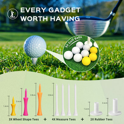 CoxiVision Golf Mat - 5x4ft Premium 3-in-1 Putting Mats Practice Outdoor/Indoor,Thicken Hitting Mat with 3MM Spring Layer,9 Balls,9 Tee in Backyard, Garage