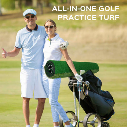 CoxiVision Golf Mat - 5x4ft Premium 3-in-1 Putting Mats Practice Outdoor/Indoor,Thicken Hitting Mat with 3MM Spring Layer,9 Balls,9 Tee in Backyard, Garage