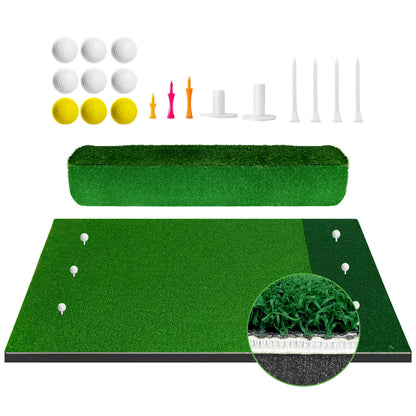 CoxiVision Golf Mat - 5x4ft Premium 3-in-1 Putting Mats Practice Outdoor/Indoor,Thicken Hitting Mat with 3MM Spring Layer,9 Balls,9 Tee in Backyard, Garage