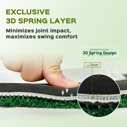 CoxiVision Golf Mat - 5x4ft Premium 3-in-1 Putting Mats Practice Outdoor/Indoor,Thicken Hitting Mat with 3MM Spring Layer,9 Balls,9 Tee in Backyard, Garage