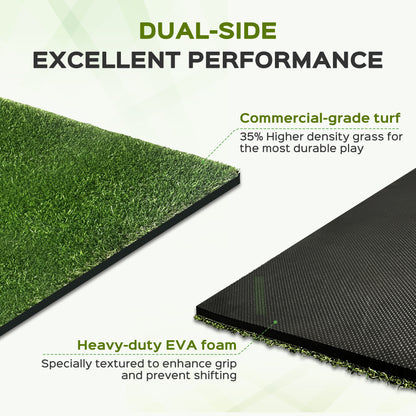 CoxiVision Golf Mat - 5x4ft Premium 3-in-1 Putting Mats Practice Outdoor/Indoor,Thicken Hitting Mat with 3MM Spring Layer,9 Balls,9 Tee in Backyard, Garage